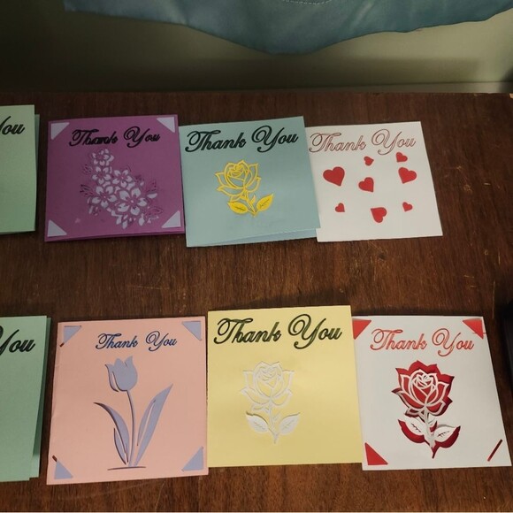Hand Crafted Colorful Thank You Cards Set of 12 - Picture 3 of 13